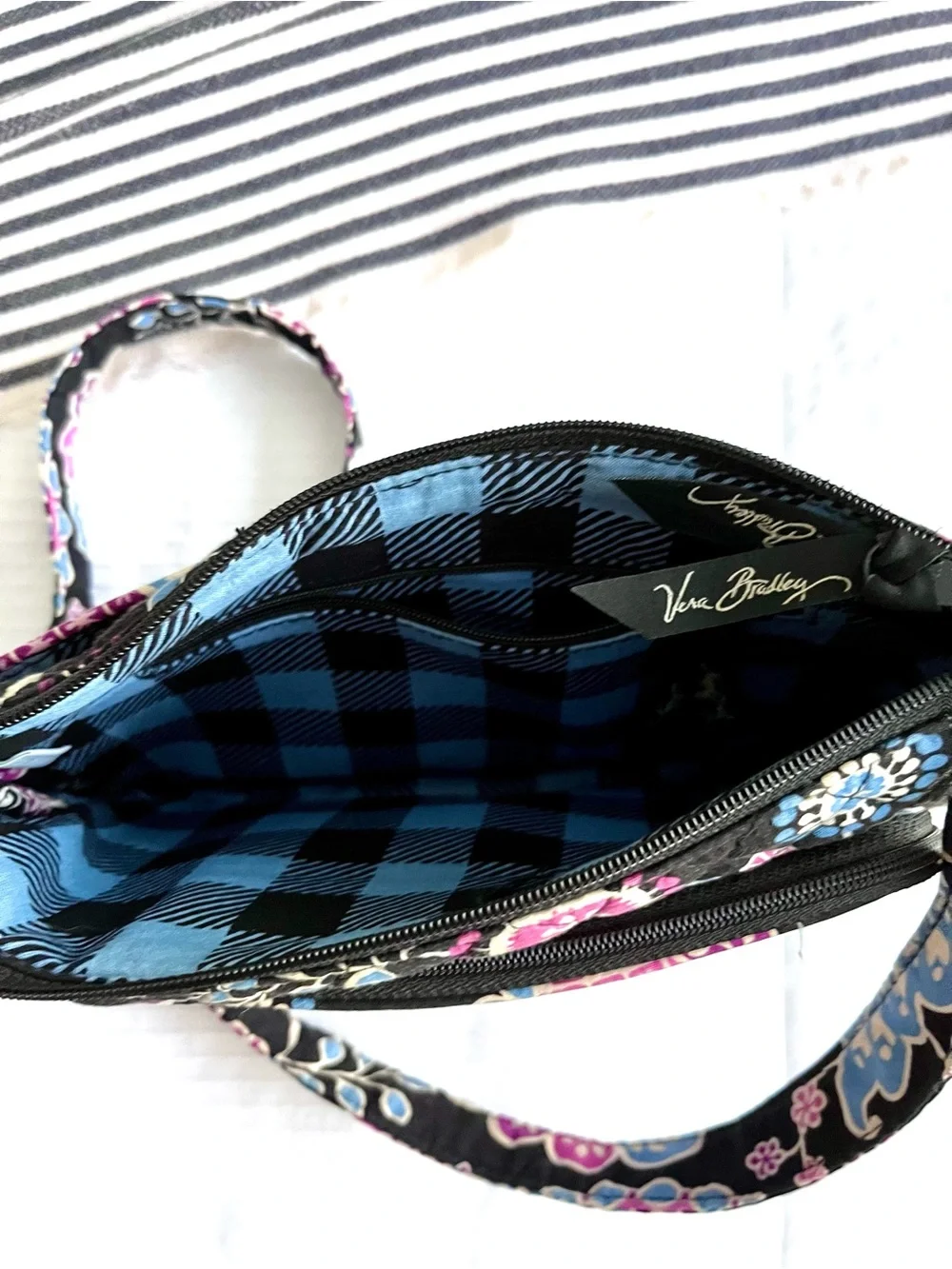 Vera Bradley Alpine Floral Crossbody Bag with Pink & Blue Accents
